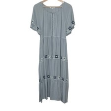 Madewell Womens  Embroidered Tiered Maxi Dress Boho Floral Cottagecore Large