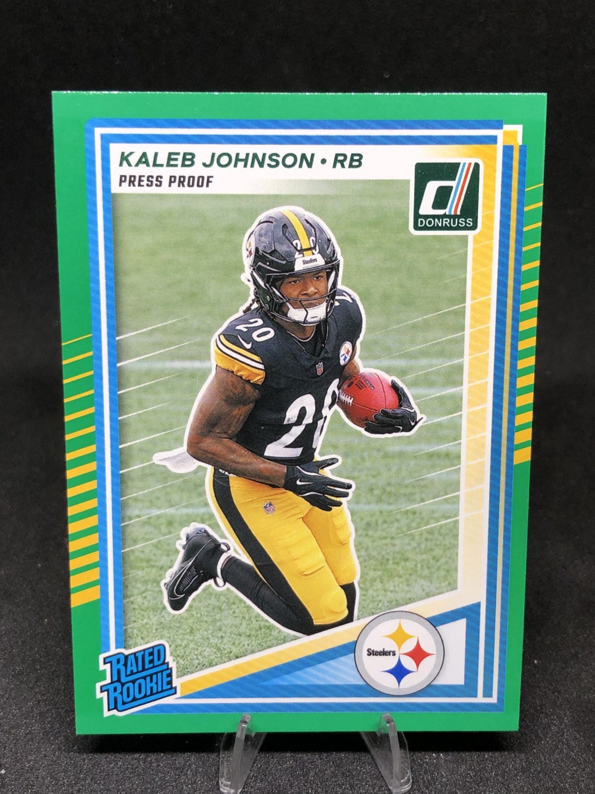 2025 Panini Donruss - Kaleb Johnson #322 Green Press Proof Rated Rookie NM