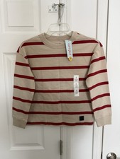Cat And Jack Boys Red And Tan Stripped Long Sleeve Shirt Size Medium NWT