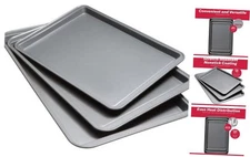 goodcook Steel Nonstick Bakeware 3 Piece Cookie Sheet Set Gray