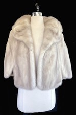 Beige Mink Fur Cape Taupe Bolero Jacket Stole Silver Winter Wedding Shawl Gray