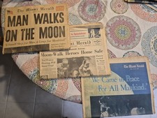 1969 Apollo 11 Moon Landing Newspaper Collection, 3 Complete Issues Miami Herald