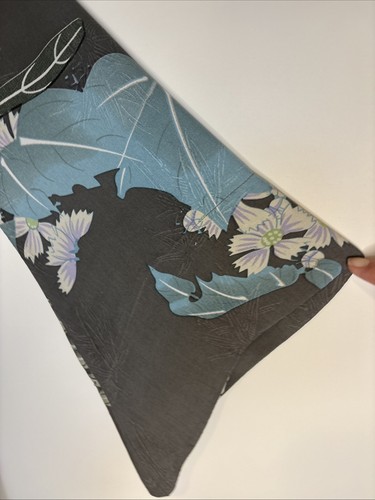 Zitrone Santa Monica Seide Blumen Bluse Mandarin asiatisch orientalisch Kunstkleidung Größe S - Bild 5 von 14