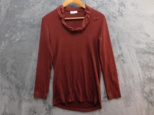 Rivamonti Saks Fifth Avenue Shirt Womens XL Burgundy Made in Italy Ruched Collar