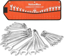 ValueMax Mechanics Wrench Set Metric and 20PCS, & SAE, Silver 