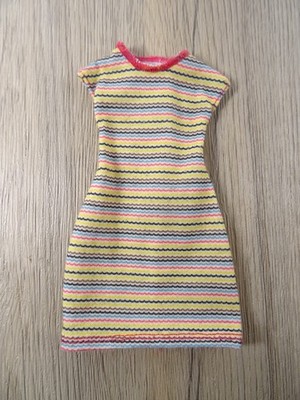 Vintage Mode Fashion für Barbiepuppe Zig Zag Sommerkleid wie abgebildet (20892)