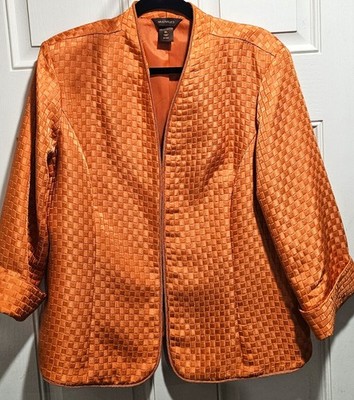 Multiples Womens Dress Jacket Sz XL Orange Polyester Hook&Eye Closure 3/4 Sleeve