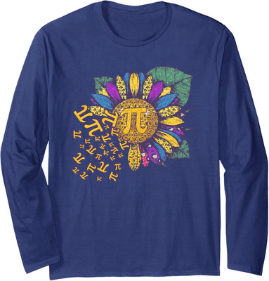 Pi Day Cute Sunflower 3,14 Pi Number Symbol Math Long Sleeve Tshirt