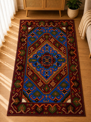 Colourful Tribal Kilim Rug Handmade Kashmiri Chain Stitch Wool Area Carpet
