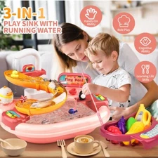 3 in 1 Play Sink with Running Water, Kitchen Sink Toys US Stock