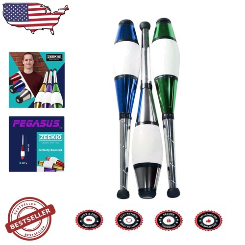 Durable Pegasus Juggling Clubs - Scuff Resistant & Lightweight - 20.5” Set of 3