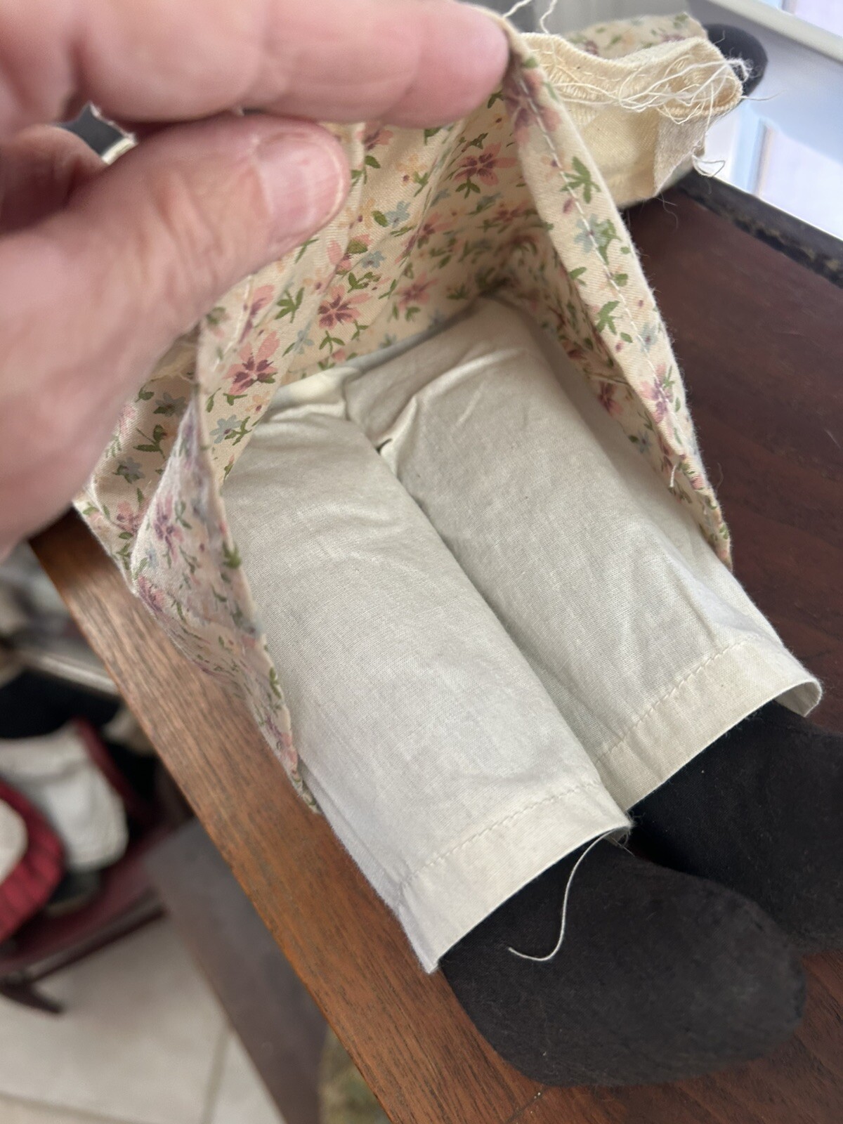 Vintage Handmade African American Black Cloth Doll With Apron