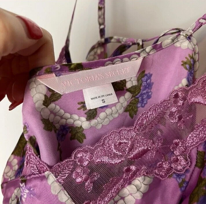 UNDERCOVER Abito Slip Camicia da Notte Victoria Secret Perla Floreale Raso Bordo Pizzo Taglia S Mgd