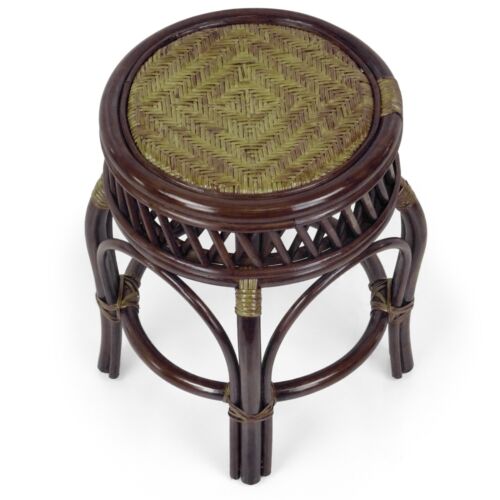 Ginger Handmade Rattan Wicker Stool Ottoman Plant Stand - Picture 16 of 30