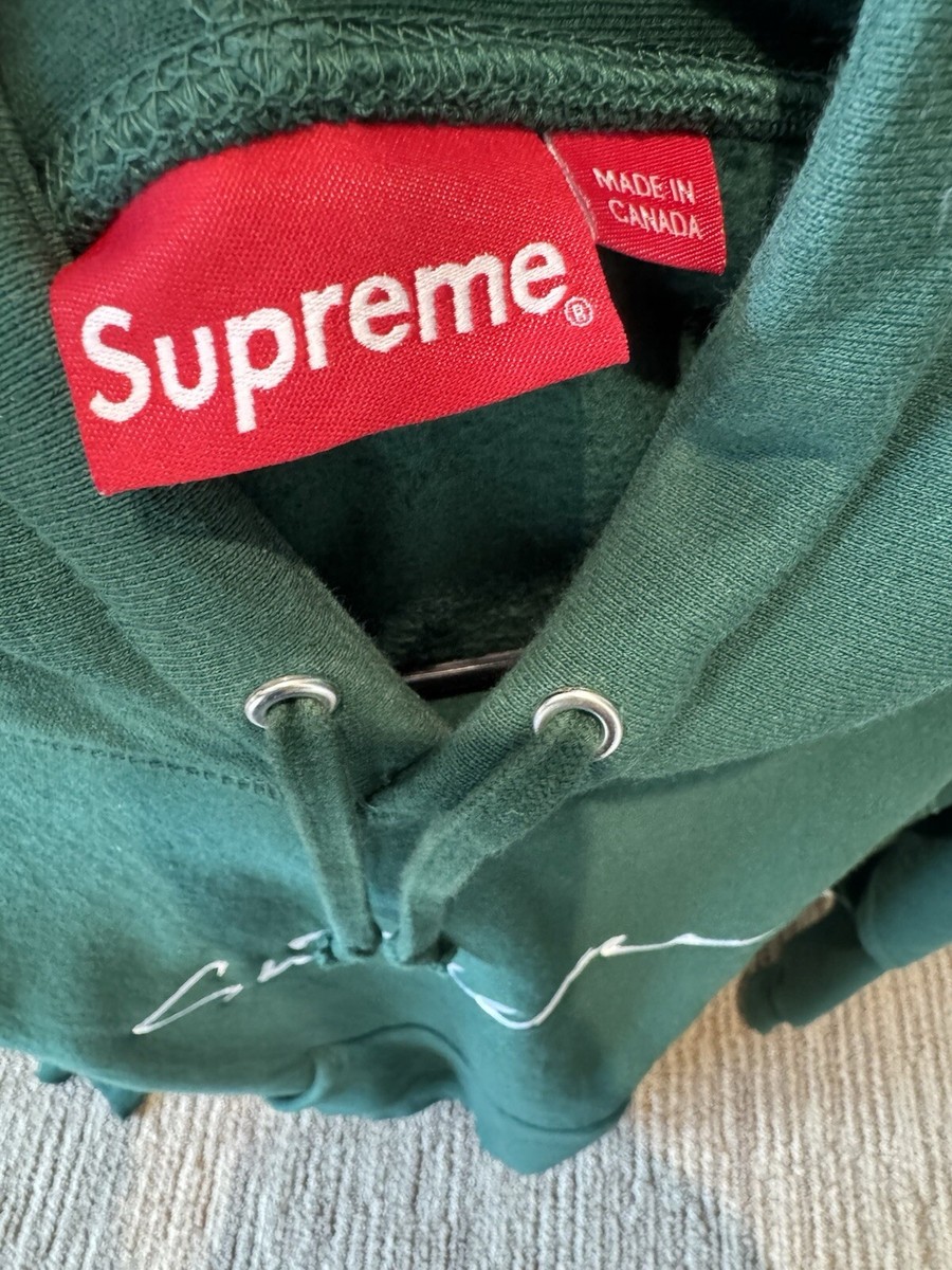 Supreme Classic Script Hooded Sweatshirt Size L Hoodie Green FW18