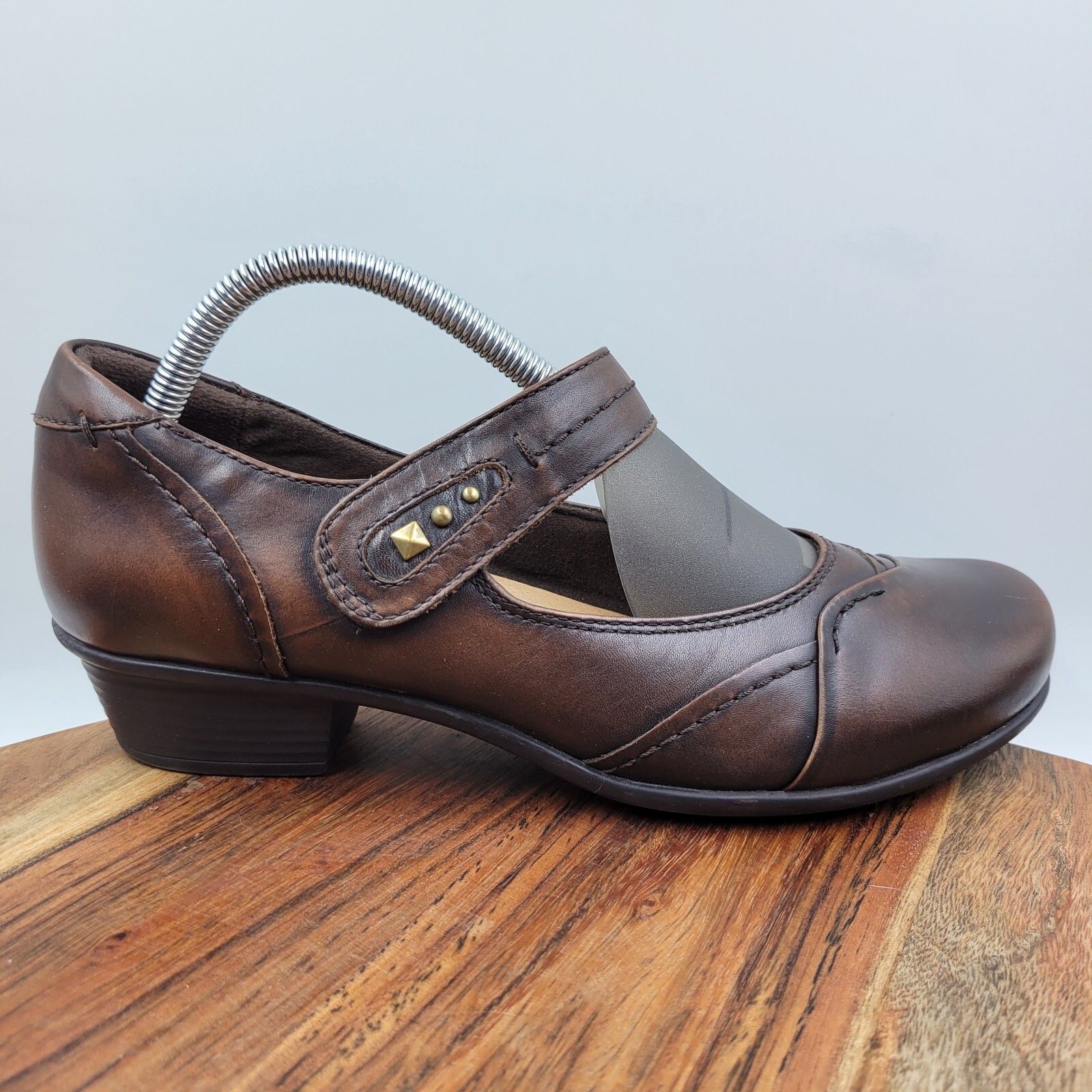 Earth Clover Mary Jane Shoes Women's 10B Brown Leather Comfort Heel Studded  | eBay