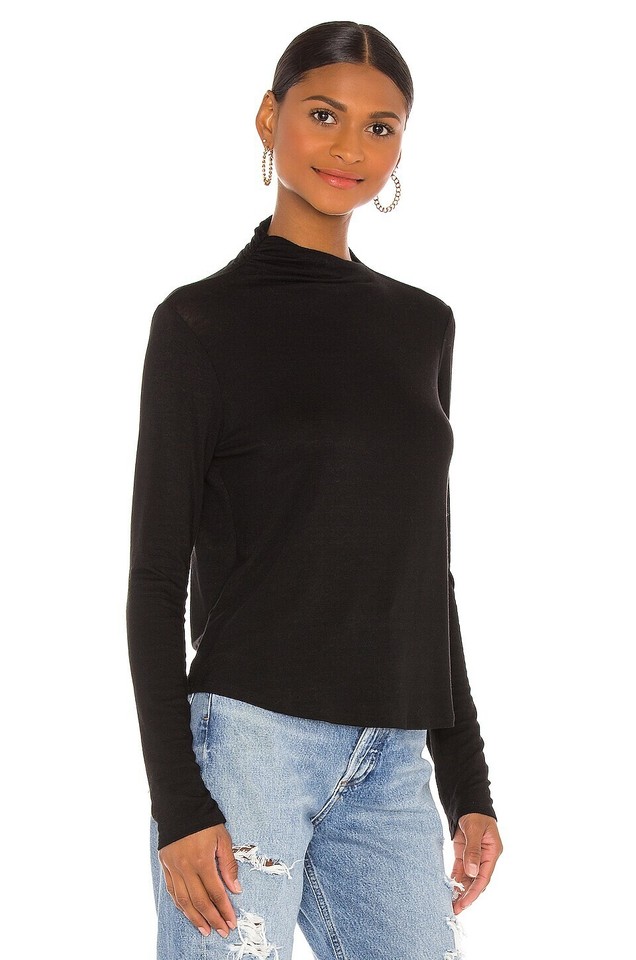 VELVET By Graham Spencer Pavla Lux Gauze Asymmetric Turtleneck Charco S