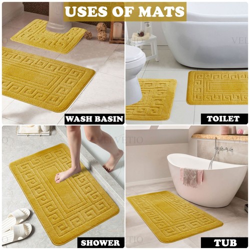 MEMORY LOOP BATH MAT SET PEDESTAL NON SLIP SUPER SOFT TOILET BATHROOM RUG 2PC - Picture 261 of 341