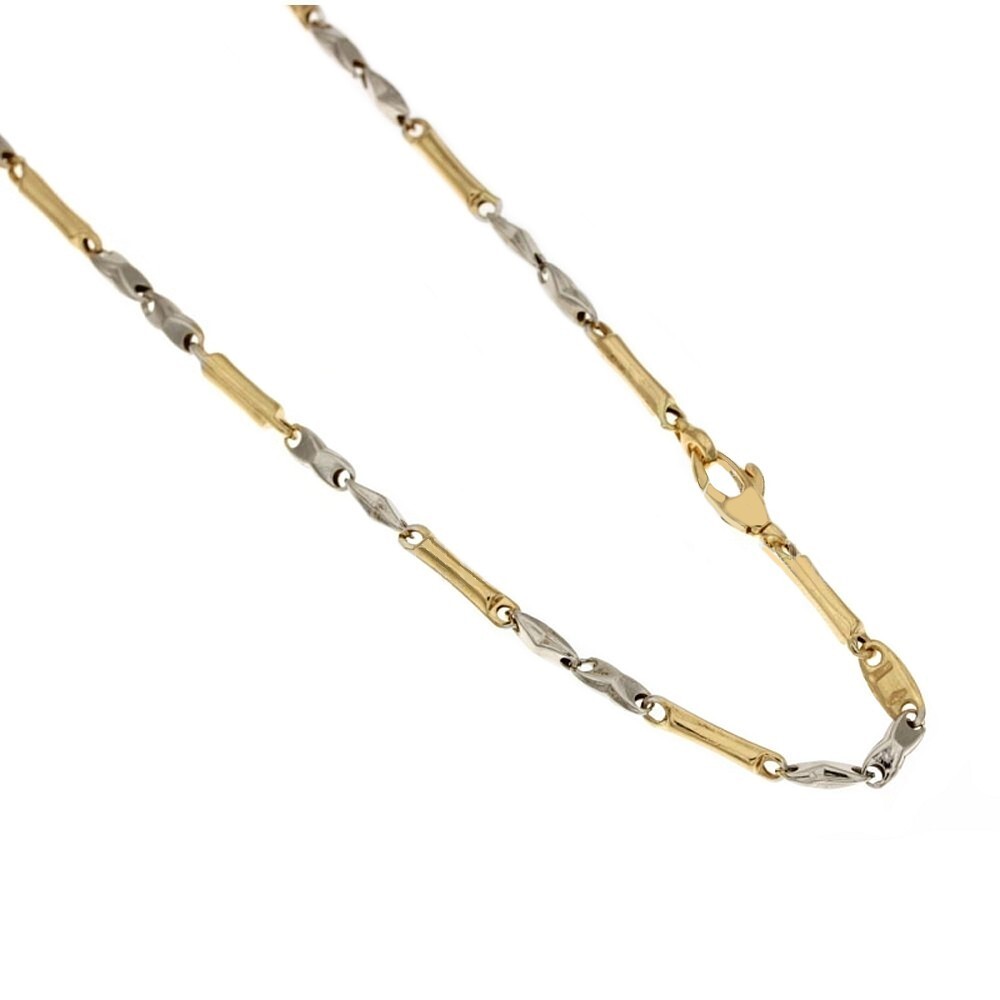 18k Yellow and White Gold Alternating Mesh Chain, 750/1000 Carats