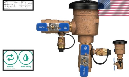 Stainless Steel & Cast Bronze Wilkins Pressure Vacuum Breaker Assembly 3/4 inch - Picture 2 of 8