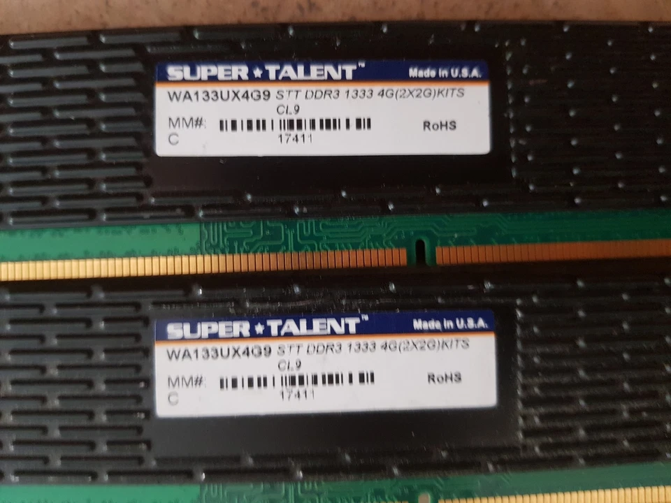 SUPER TALENT WA133UX4G9 DDR3 4GB (2X2GB) KITS DESKTOP RAM MEMORY / B3-7 - Image 3 of 3