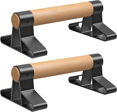 Liegestützgriffe mit ergonomischem Holz Griff und hochbelastbarem Stahl - rut...