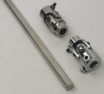 36'' Polished Steering Shaft + TWO U Joints 3/4''DD x 3/4''DD & 3/4''DD x 3/4''-30 GM