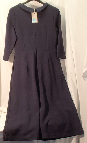 Boden Dark Blue Collared Long Sleeve Dress Womens 10R Cotton/Polyester