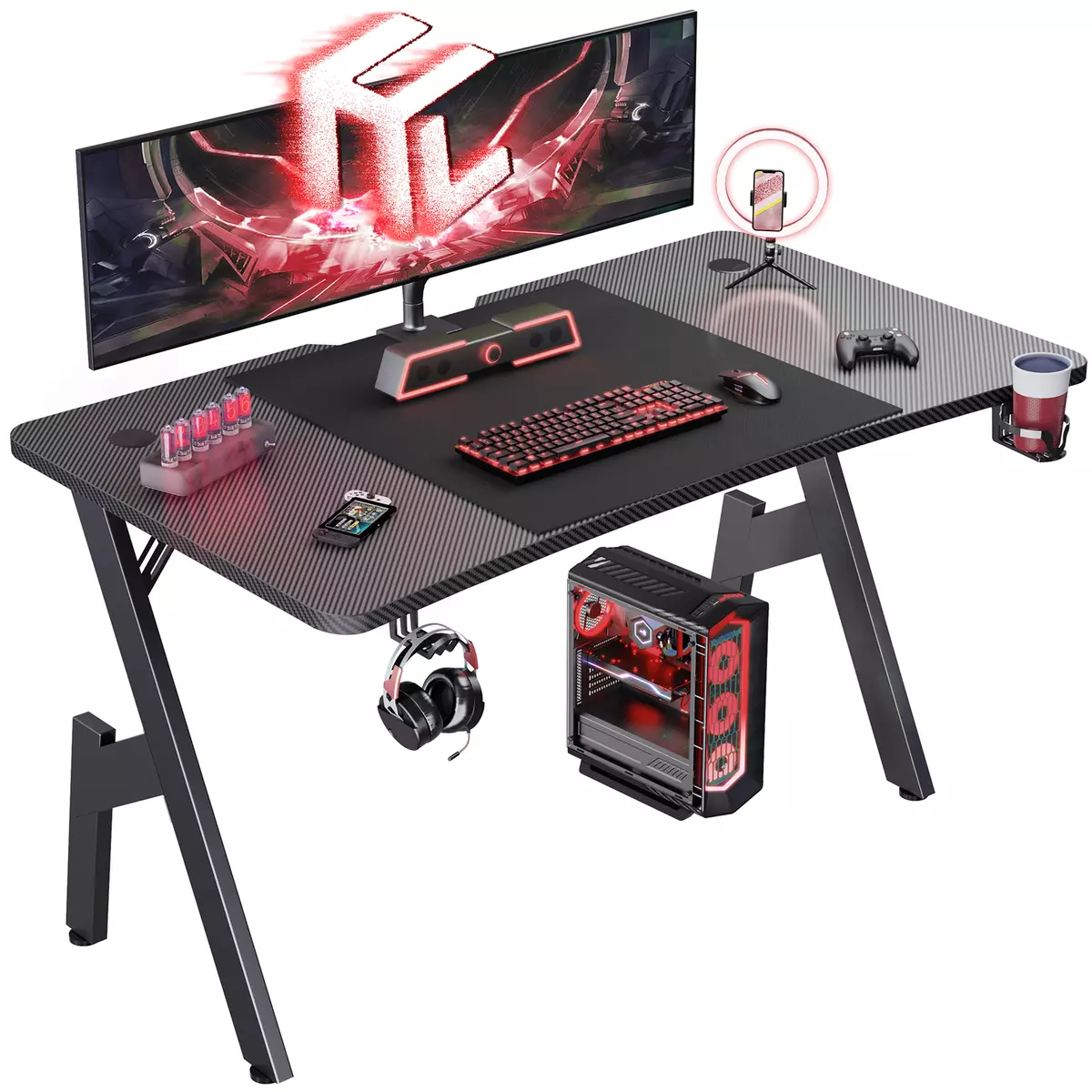 HLDIRECT 47 55Inch Gaming Desk Gamer Gaming Table Computer Desk PC