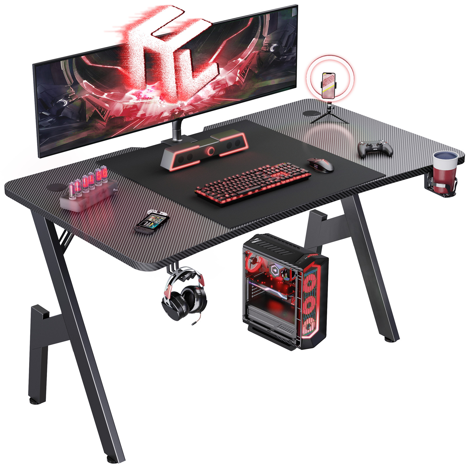 120140cm Gaming Schreibtisch Gaming Tisch PC Tisch Computertisch Arbeitstisch