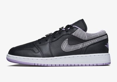 Nike Air Jordan 1 Low Houndstooth Purple Black Lilac White DH0570-015 GS New
