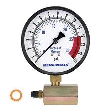 4" Steel Gas Pressure Test Gauge Assembly 3/4" FNPT Connection 0-15Psi/0-30In...