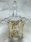 FENTON ART GLASS BASKET WITH RUFFLED EDGE