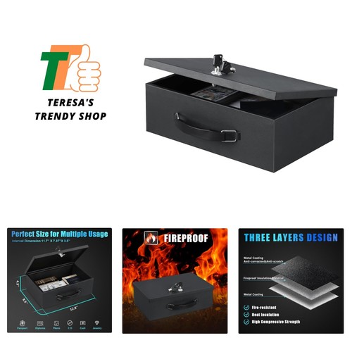 Fire Resistant Safe Fire Safe Box with Key Lock for Home Office Security Stor... eBay