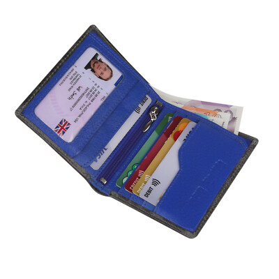 Herren RFID-blockierende Geldbörsen Echtleder schmal minimalistisch Teen Geldbörse grau blau