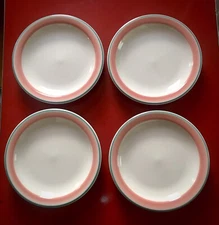 Homer Laughlin China Bread /Salad  Plate 7.25” X4 Pink & Teal Rim