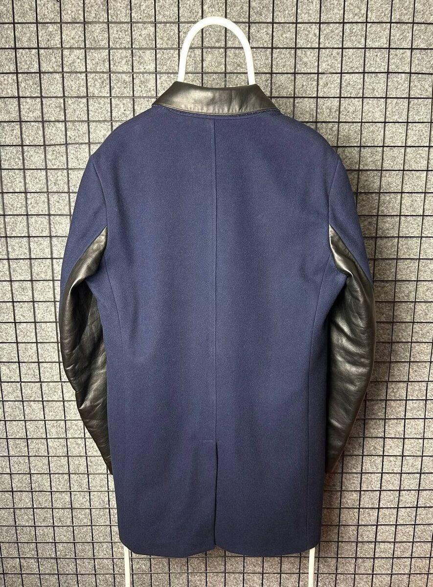 Pierre Balmain Vintage Wool Blend Leather Zip Up Coat Size Pierre Balmain Vintage Wool Blend Leather Zip Up Coat Size