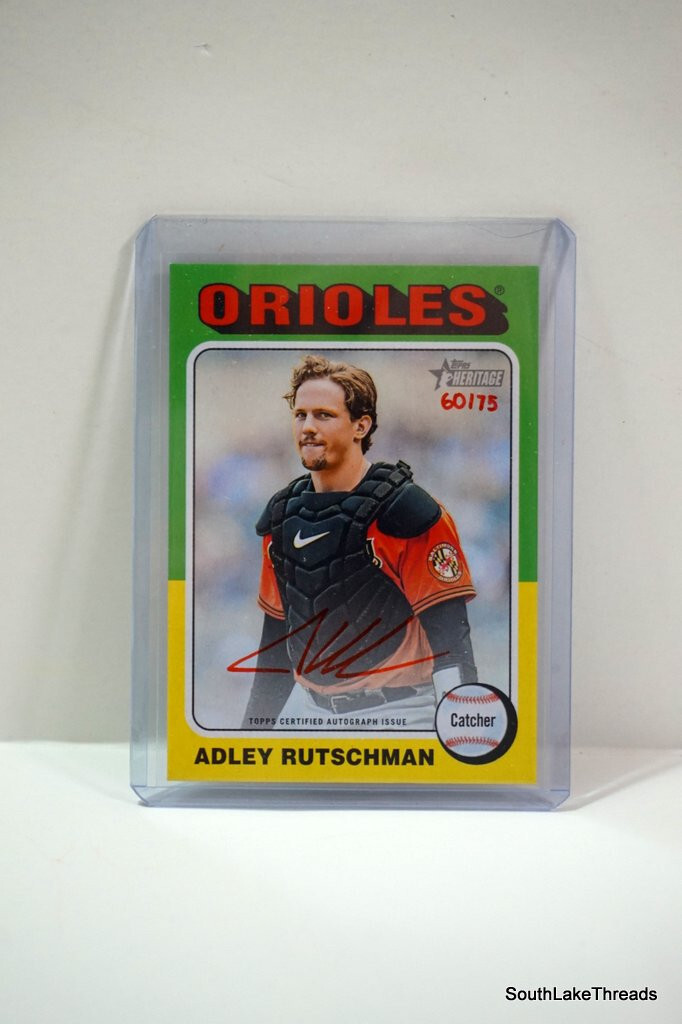 2024 Topps Heritage REAL ONE RED AUTO #'d 60/75 Adley Rutschman Orioles On Card