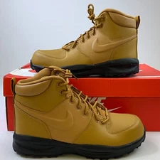 Nike Kids Manoa LTR GS Leather Boots Wheat Swoosh Lace-Up Shoes Sz 6.5 Youth