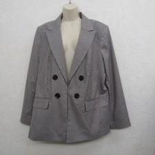 Liz Claiborne Womens Jacket Blazer Size 16 Red Black Long Sleeve Hook Cardigan