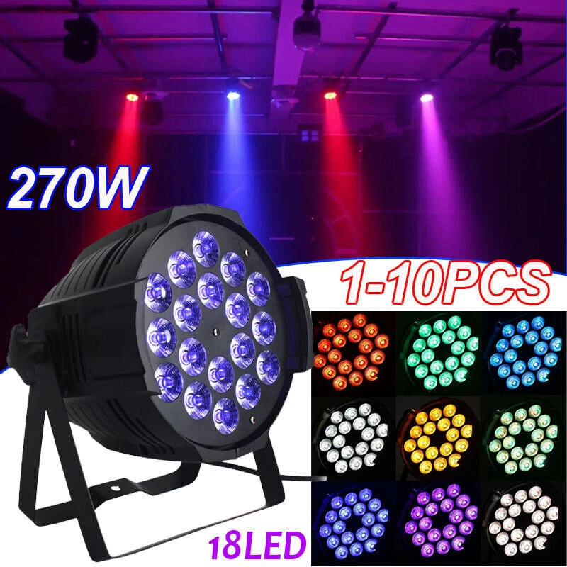 270W Par Can Stage Lighting RGBW 18LED Strobe Beam DMX512 DJ Disco Party Show US - Image 2 of 4