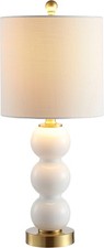 21" White/Brass Gold Glass Table Lamp Bedroom  Living Room White Linen Shade