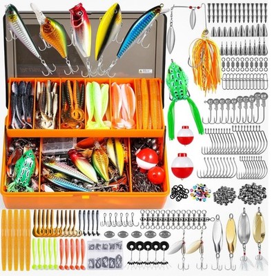 PLUSINNO 404 PCS Fishing Lures, Upgrade 404 Pcs Tackle Kit New