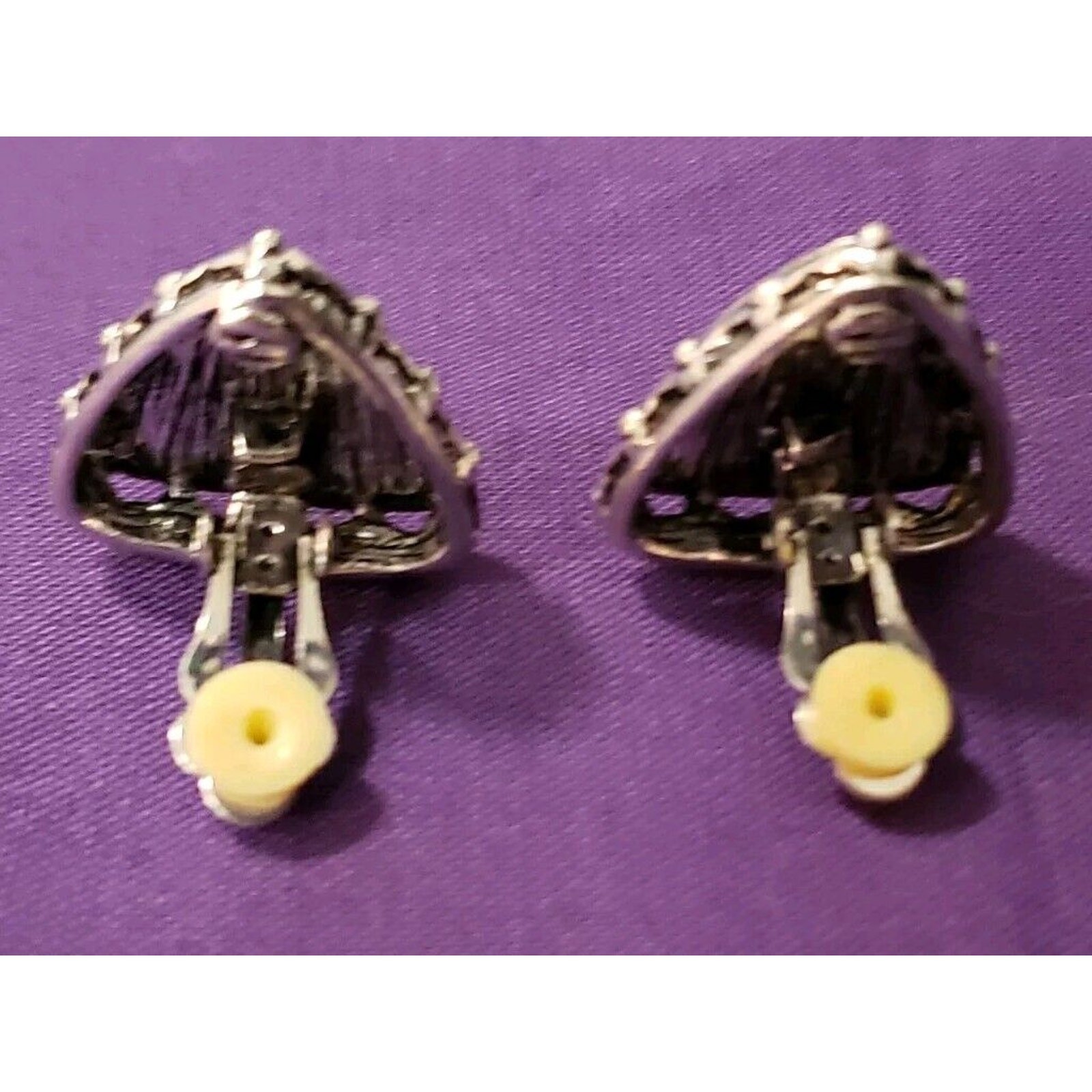 Silver Tone Triangular Shaped Clip On Earrings Wi… - image 7