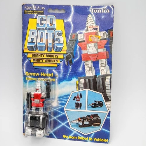 VINTAGE 1984 TONKA GO BOTS ENEMY ROBOT SCREW HEAD #22 ON CARD 7254 TOY TRANSFORM