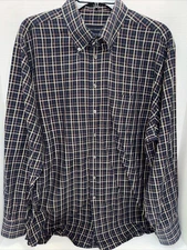 Scott Barber Shirt Men’s Size XL Navy Blue Plaid Long Sleeve Button Up