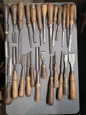 Large Lot Of 25 Chisels Socket Tang