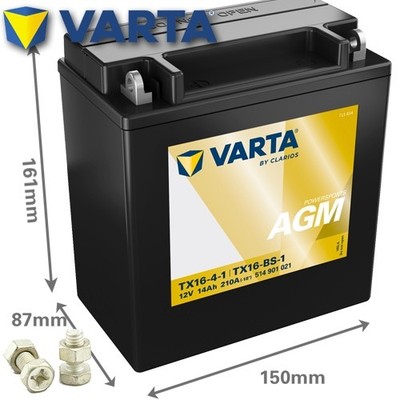 Batterie für Suzuki VS 1400 GLF Intruder Fla 88 VARTA YTX16-BS-1 AGM geschlossen