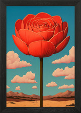 A giant flower blooming in a desert Framed Wall Art Poster Canvas Print Picture