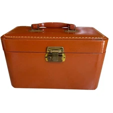 Vintage Luce Faux Leather Vanity Case Travel Cosmetics Organizer Brown